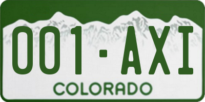 CO license plate 001AXI