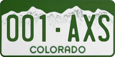 CO license plate 001AXS