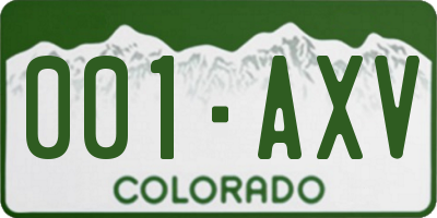 CO license plate 001AXV