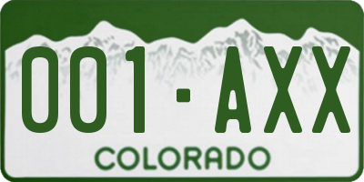 CO license plate 001AXX