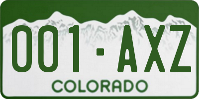 CO license plate 001AXZ