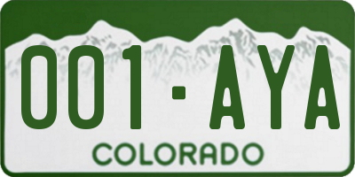 CO license plate 001AYA