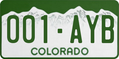 CO license plate 001AYB