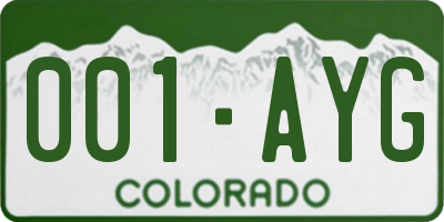 CO license plate 001AYG