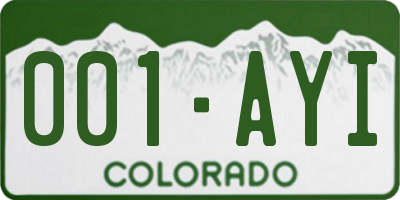 CO license plate 001AYI