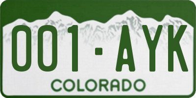 CO license plate 001AYK