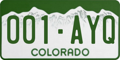 CO license plate 001AYQ