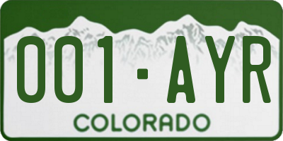 CO license plate 001AYR