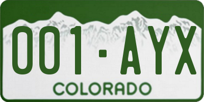 CO license plate 001AYX