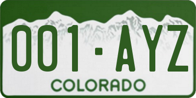 CO license plate 001AYZ