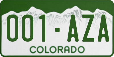 CO license plate 001AZA