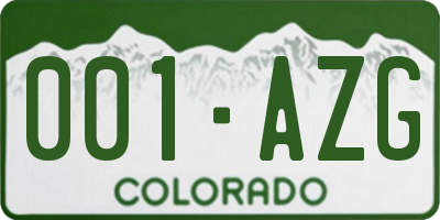 CO license plate 001AZG