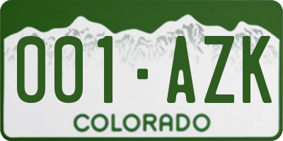 CO license plate 001AZK