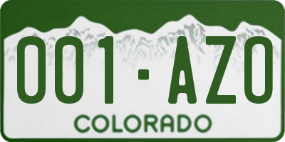 CO license plate 001AZO