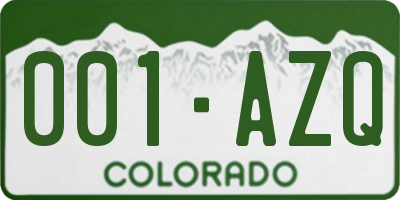 CO license plate 001AZQ