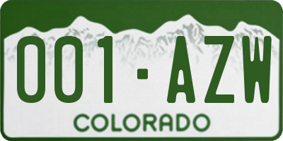 CO license plate 001AZW