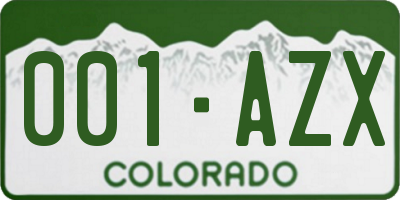 CO license plate 001AZX