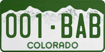 CO license plate 001BAB