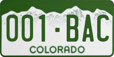 CO license plate 001BAC