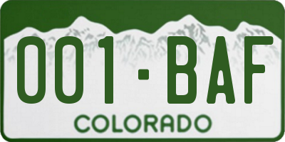 CO license plate 001BAF