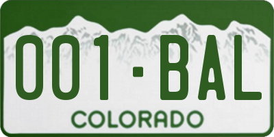 CO license plate 001BAL