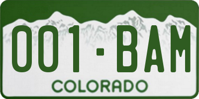 CO license plate 001BAM