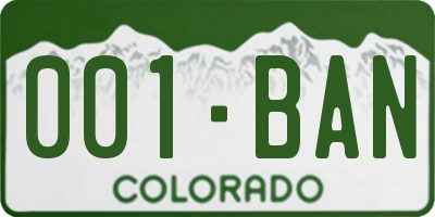 CO license plate 001BAN