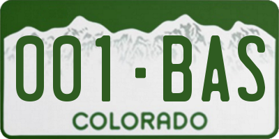 CO license plate 001BAS