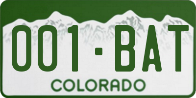 CO license plate 001BAT