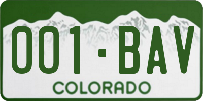 CO license plate 001BAV