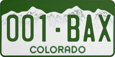 CO license plate 001BAX