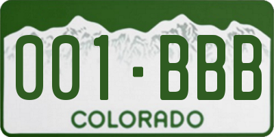 CO license plate 001BBB