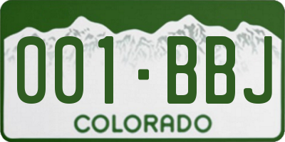 CO license plate 001BBJ