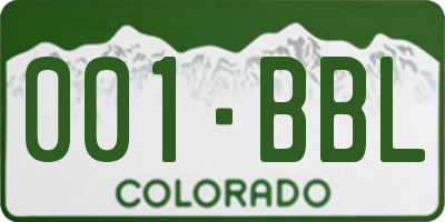 CO license plate 001BBL