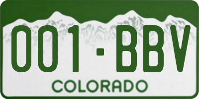 CO license plate 001BBV