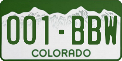 CO license plate 001BBW