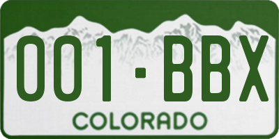 CO license plate 001BBX