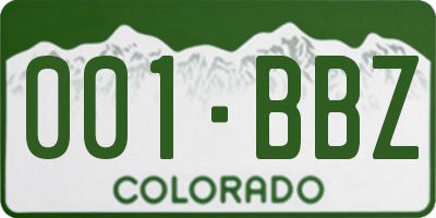 CO license plate 001BBZ