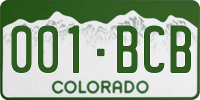 CO license plate 001BCB