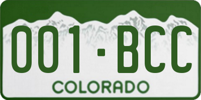 CO license plate 001BCC