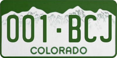 CO license plate 001BCJ