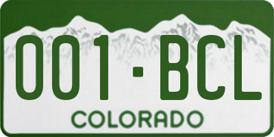 CO license plate 001BCL