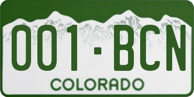 CO license plate 001BCN