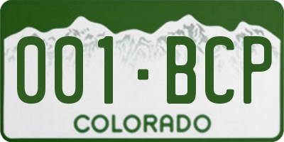 CO license plate 001BCP