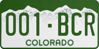 CO license plate 001BCR