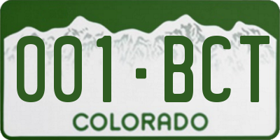 CO license plate 001BCT