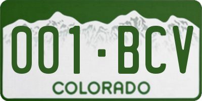 CO license plate 001BCV