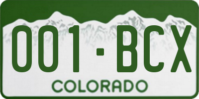 CO license plate 001BCX