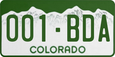 CO license plate 001BDA