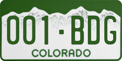 CO license plate 001BDG